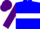 Blue, white hoop, purple sleeves and cap