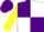 Purple and white quartered, yellow sleeves, purple cap
