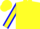 Yellow, yellow sleeves, blue seams, yellow cap