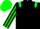 Black, green epaulettes, striped sleeves, green cap