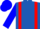 Royal blue, red braces, blue sleeves and cap