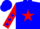 Blue, red star, red sleeves, blue stars, blue cap, red peak