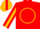 Red, gold racehorse on gold circle, red sleeves, red 'ph' on gold panel