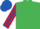 Emerald green, red and royal blue striped sleeves, royal blue cap