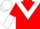 Red, white chevron, halved sleeves, white cap, red peak
