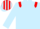 Light blue, red epaulettes, light blue sleeves, red armbands, striped cap, light blue peak
