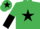 Emerald green, black star, halved sleeves, black star on cap