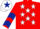 Red, white stars, white and dark blue chevrons on sleeves, white cap, dark blue star