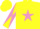 Yellow, mauve star, diabolo on sleeves
