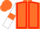 Orange, red seams, white sleeves, orange armlets, orange cap