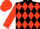 Black, scarlet band of diamonds, scarlet sleeves and cap