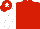 Red body, white arms, red cap, white star