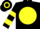 Black, Yellow disc, hooped sleeves and cap
