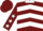 Burgundy, white chevrons and collar, burgundy sleeves, white stars and cuffs, burgundy cap