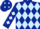 Dark Blue, light blue diamonds, light blue diamonds on sleeves and cap