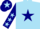 Sky blue, navy blue star and sleeves, sky blue stars, navy blue cap, sky blue star