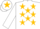 White, gold stars, white cap, gold star