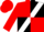 Red and black triangular quarters, white cross sash, red sleeves
