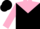 Black, pink yoke, black 't' on pink heart, pink hearts on black panel on pink slvs, black cap