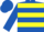 Royal Blue, Yellow hoops, Royal Blue sleeves and cap