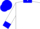 White, blue 'y', blue collar, cuffs and cap