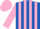 Royal blue and shocking pink stripes, sleeves and cap