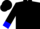 Black, blue circled 'h'  blue cuffs