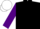 Black and white checks, purple sleeves, black and white checked cap, purple peak