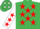 Emerald green, red stars, white sleeves, red stars and cap