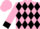 Pink, black s h a y black diamonds  black cuffs