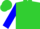 Lime, lime stars on blue belt, blue sleeves, lime cap