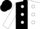 Black and white vertical halves, black and white dots, black and white opposing sleeves