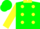 Green, yellow dots and collar, yellow slvs, two green hoops
