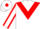 White, red chevron, white sleeves, red seams, white cap, red diamond