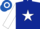 Dark blue, white star and sleeves, royal blue and white hooped cap
