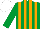 Emerald Green and Orange stripes, White cap