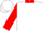 WHITE, red collar, red sleeves