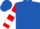 Royal blue, red and white hooped sleeves, royal blue cap