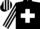 Black, white maltese cross, black and white striped sleeves and cap