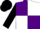 Purple and white quartered, black sleeves and cap