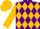 Purple, old gold diamonds,, sleeves and cap