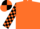 Orange, orange and black checked sleeves, quartered cap