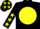 Black, yellow ball, black 'jr', yellow stars on sleeves, black cap, yellow stars