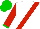 White, red sash, green cuffs on red sleeves, green cap
