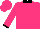 Hot pink, black cuffs & collar