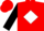 Red, black framed white 'rr', white diamond stripe on black sleeves, red cap