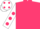 Cerise, white sleeves, cerise spots, white cap, cerise spots