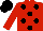 Red, Black spots, Red sleeves, Black cap