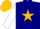 Navy blue, gold star, white sleeves, gold cap