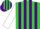 Lime and purple stripes, white sleeves, lime and purple striped cap